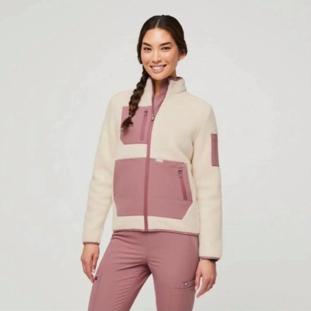 Figs Cream and Pink Women's Jacket